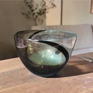 Art Glass Hand Blown Bubble‎ Bowl, Clear Auburn Design, Replacement Centerpiece